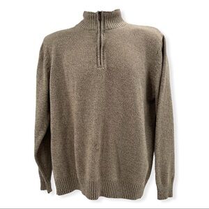 Oscar De La Renta Sherpa Collar Knit Sweater Designer Khaki Size L